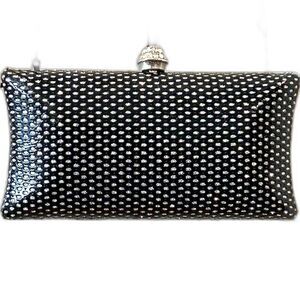 Black Evening Bag with Silver Chain and Closure